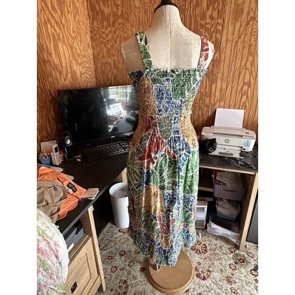Farm Rio Women’s Tropical Tile Midi Dress Beach Vacation Coquette M - Picture 7 of 8